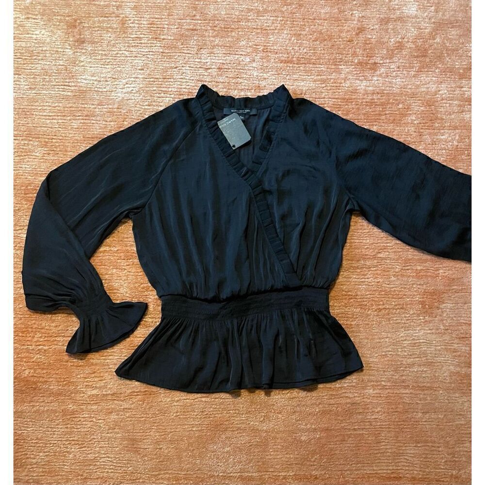 NWT MARC NEW YORK Andrew Marc  Black Blouse  M